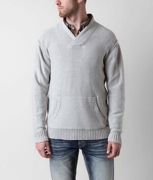 JB HOLT Mens Fulton Lincoln Cotton Chunky Sweater Shawl Size Large Gray Dadcore